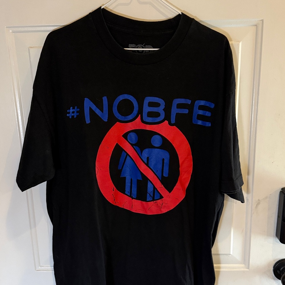 Band #NOBFE Black Graphic T-Shirt with Blue and Red Print Size XL GUC